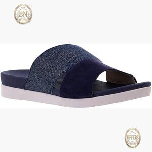 Soft Low-Knapp Suede Slide Sandal with Orthotic Support